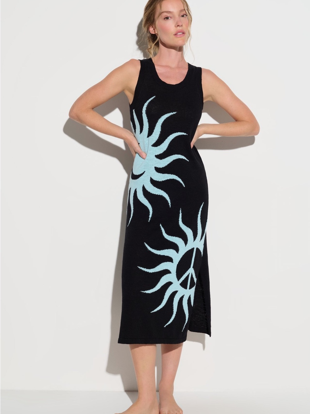 {S} NWT Spiritual Gangster Anthropologie Lucy Knit Tank Midi Dress